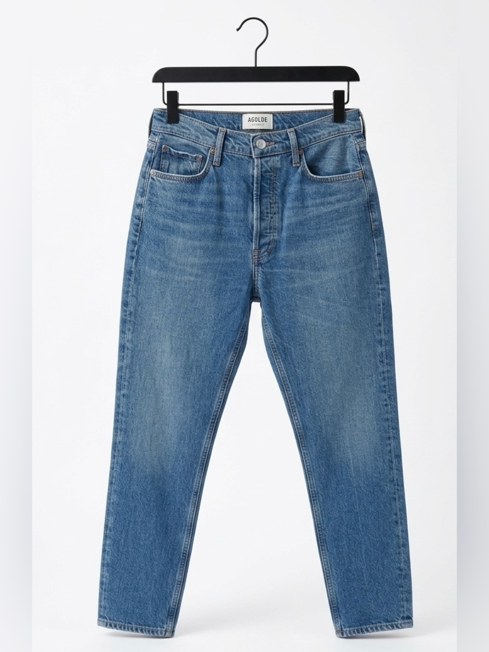Agolde Women's Nico High-Rise Slim Fit Jeans w/ Button Fly Closure - medium blue